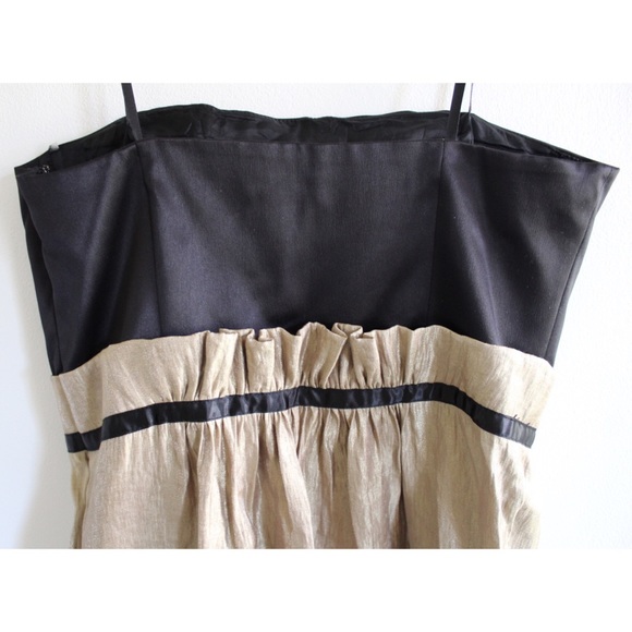 Max & Cleo Gold and Black Bow tie Strappy Mini Dress 6 - Picture 7 of 10
